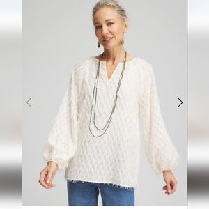 Chico's Cream Textured Blouse